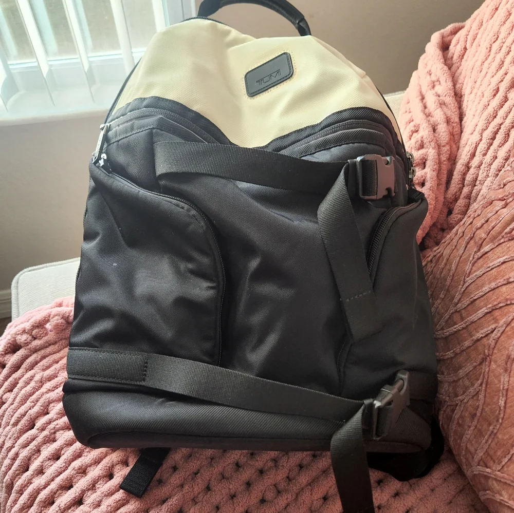 Tumi Black and Cream Backpack